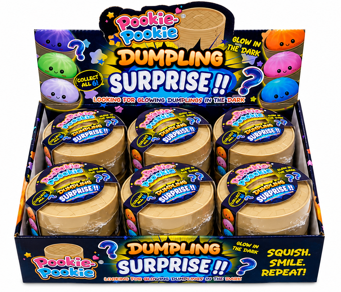 Glow-in-the-Dark Dumpling Squishy Mystery Box Display