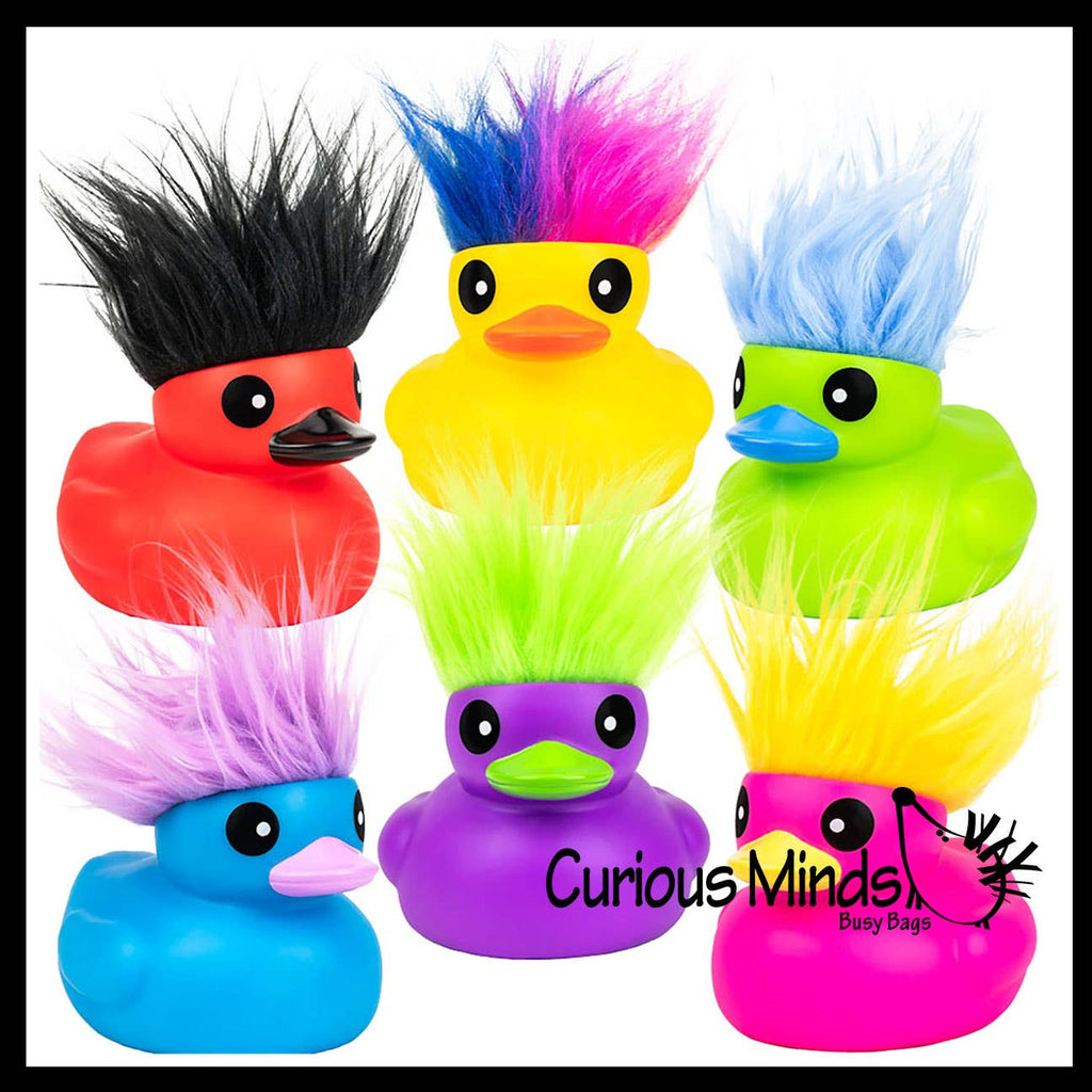 1 Jumbo Rubber Ducks With Colorful Hair - Rubber Duckies - C