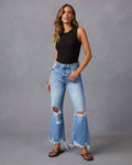 High-Waisted Distressed Denim Wide Leg Pants