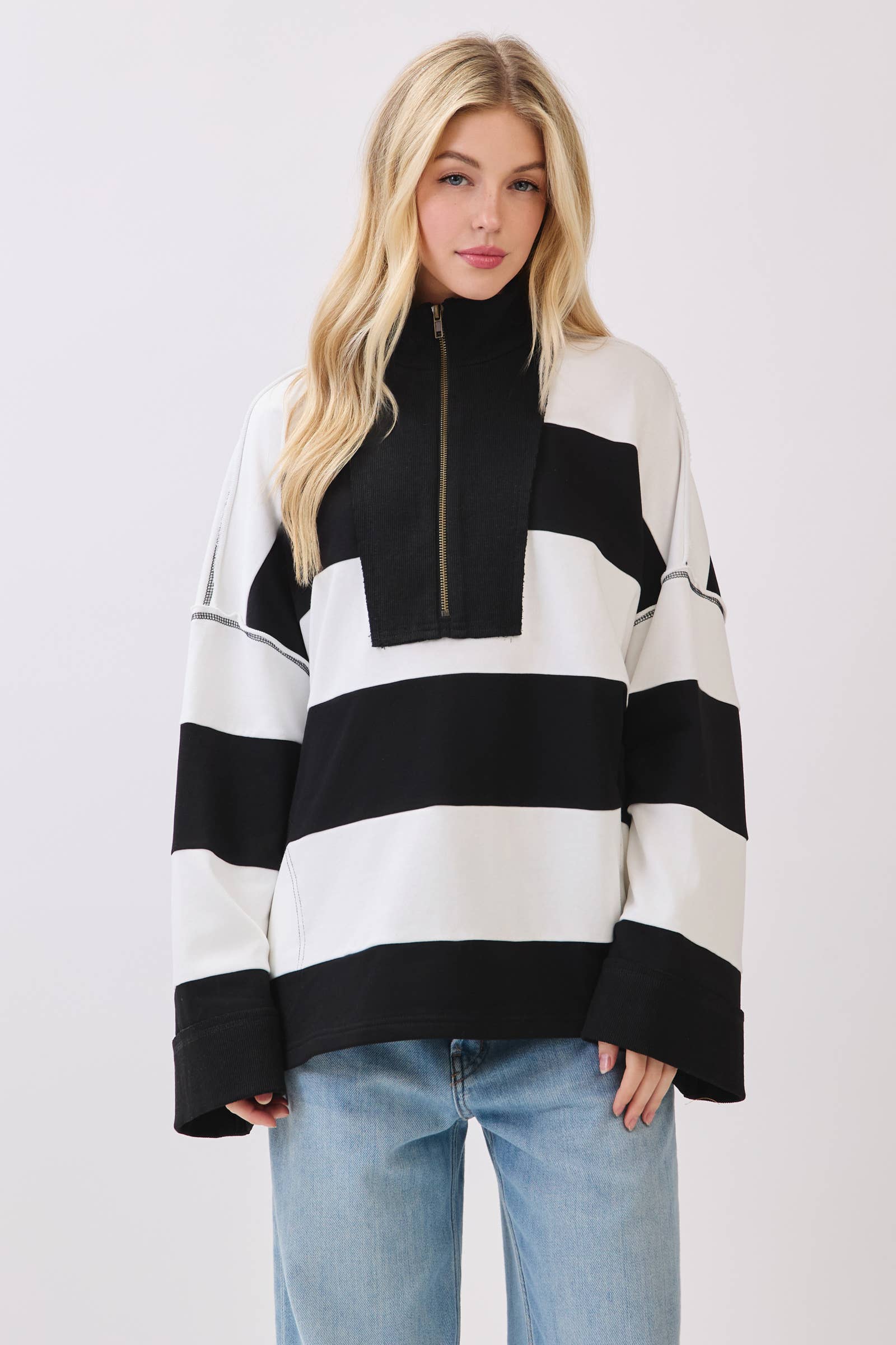 Varsity Stripe Zip Pullover