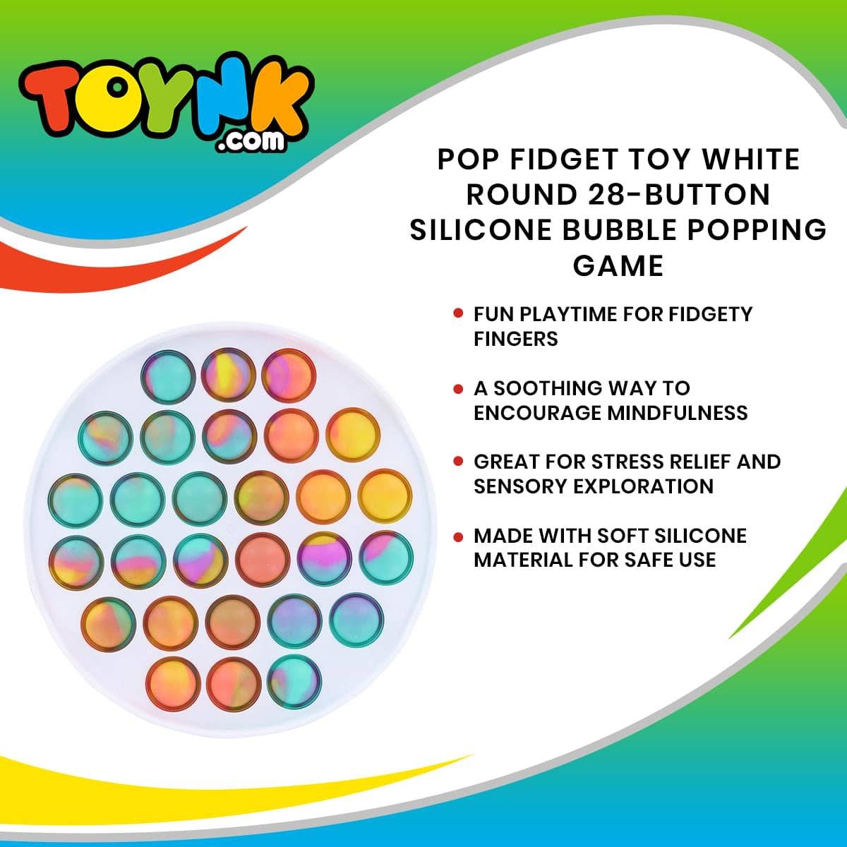 Pop Fidget White Round 28 Button Popping Toy