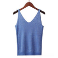 Shimmering V-Neck Sleeveless Knit Tank Top
