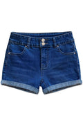 GDS-22-89112B Girls Denim Short w/ 2 Buttons & Roll-Up Hem