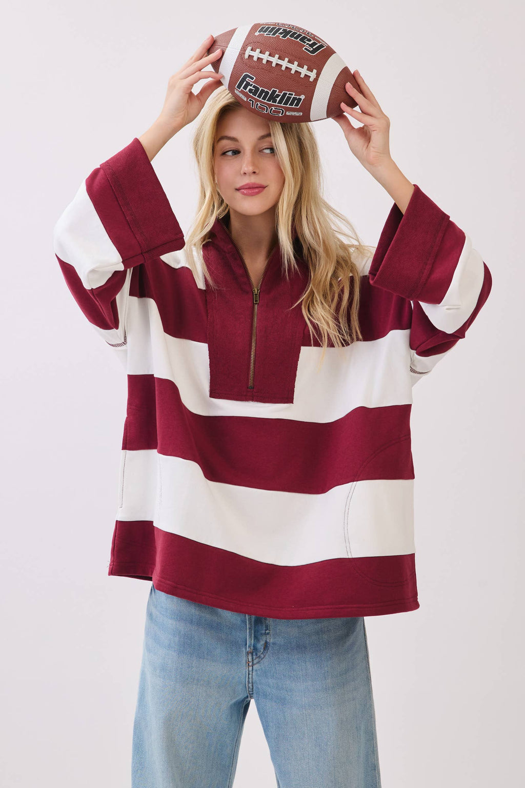 Varsity Stripe Zip Pullover
