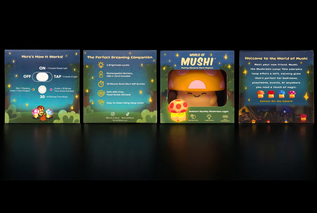 Mushi Ambient Mushroom Night Light - Squishy Silicone USB-C