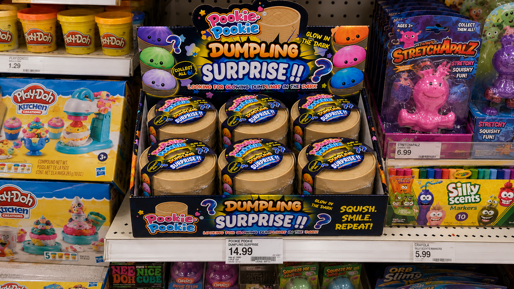 Glow-in-the-Dark Dumpling Squishy Mystery Box Display