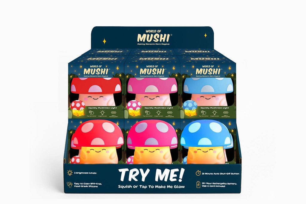 Mushi Squishy Ambient Mushroom Light - 24 pc Assorted Pack