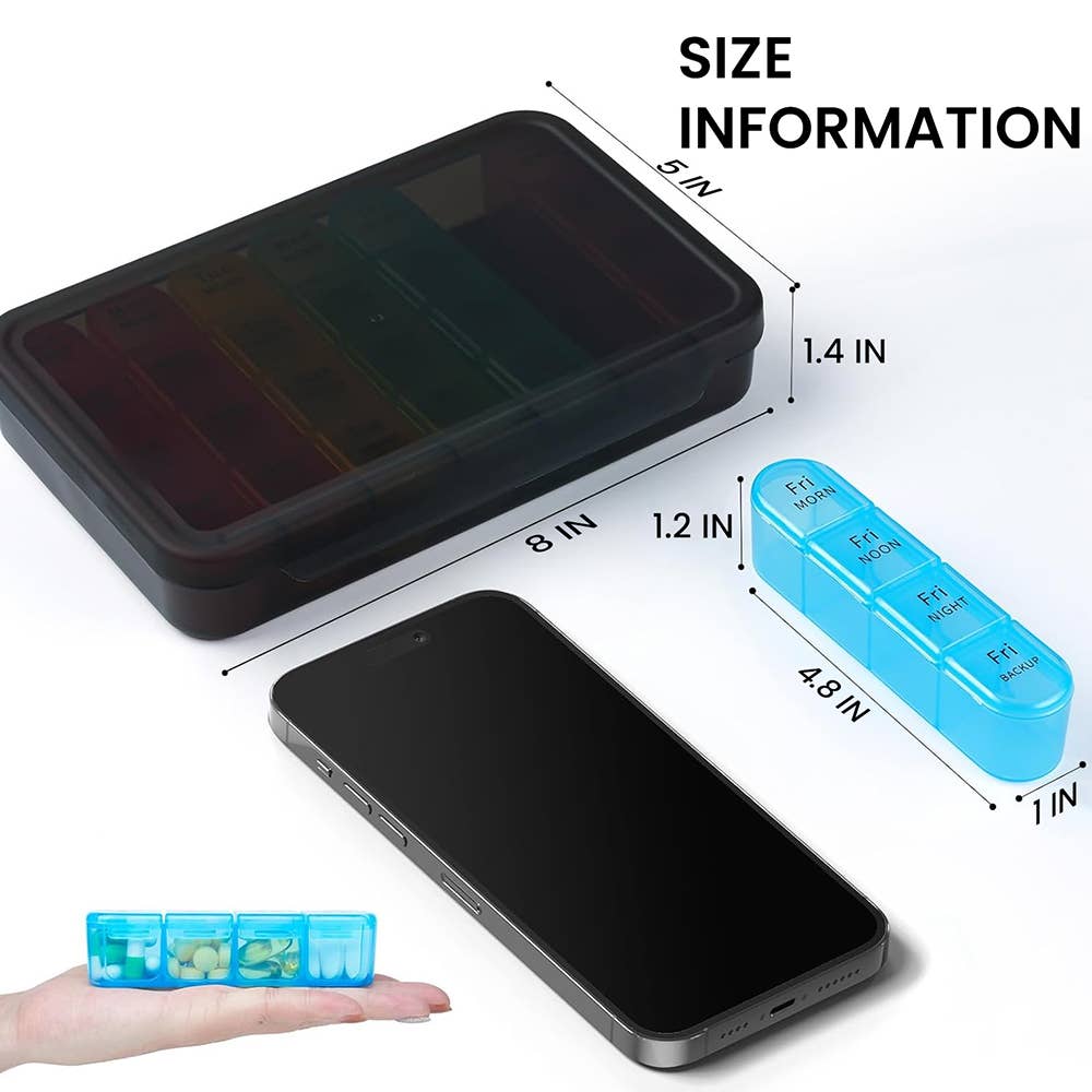 Large Weekly Pill Organizer–7Day/4Times Daily Removable Case