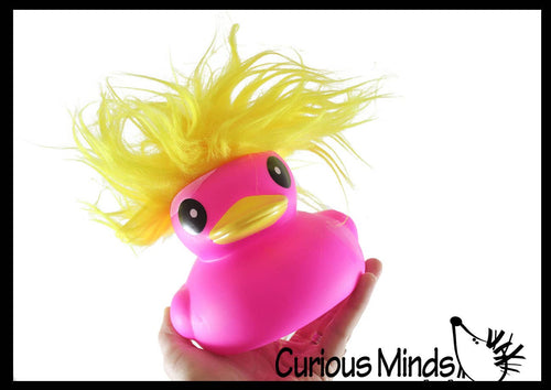 1 Jumbo Rubber Ducks With Colorful Hair - Rubber Duckies - C