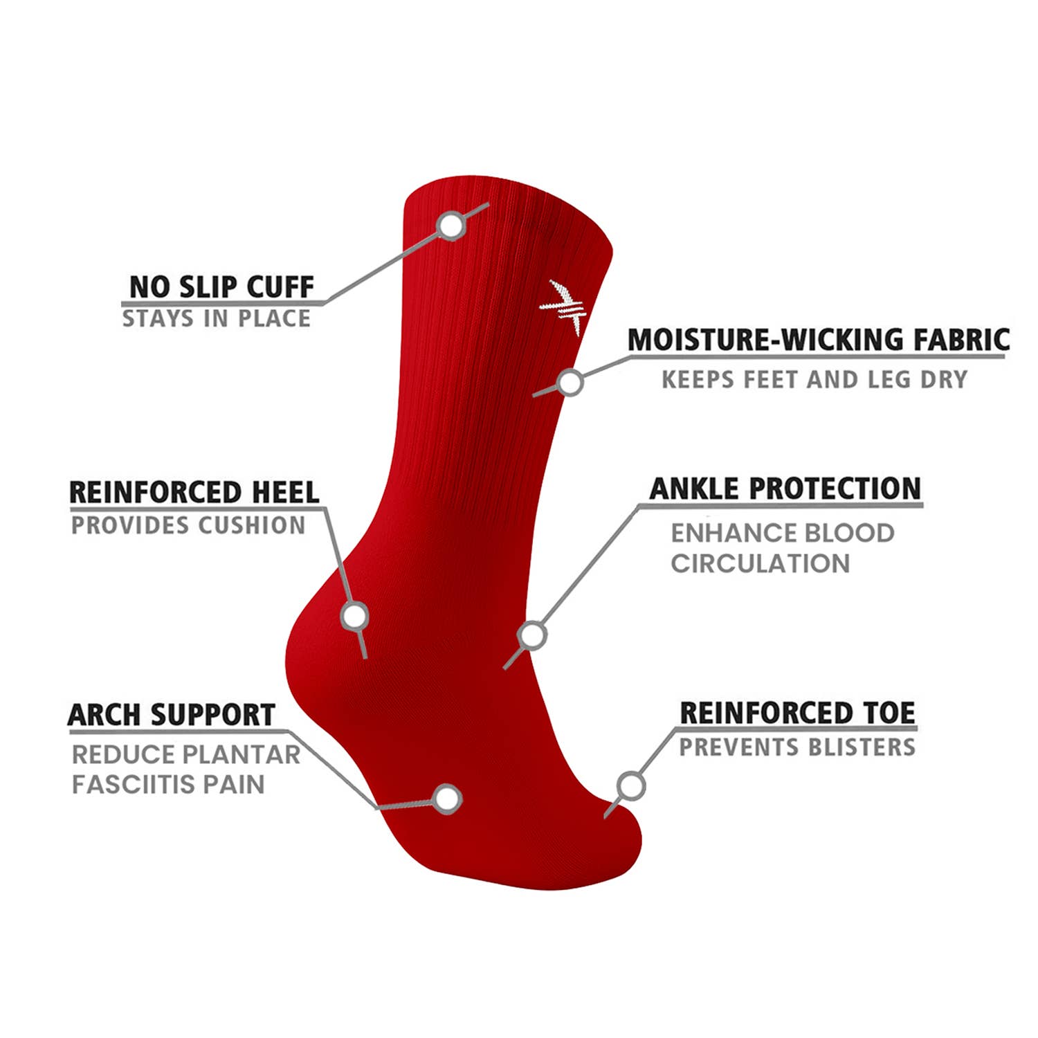 6-Pairs: DRI-TECH EVERYDAY WEAR CREW LENGTH SOCKS - BRIGHT