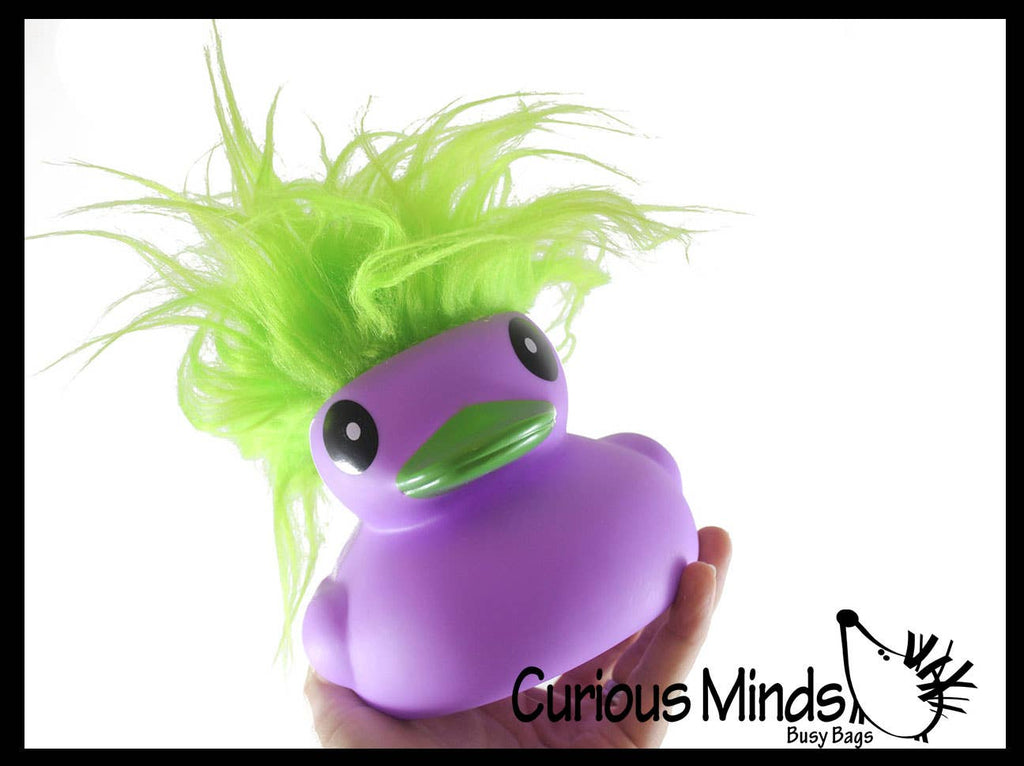 1 Jumbo Rubber Ducks With Colorful Hair - Rubber Duckies - C
