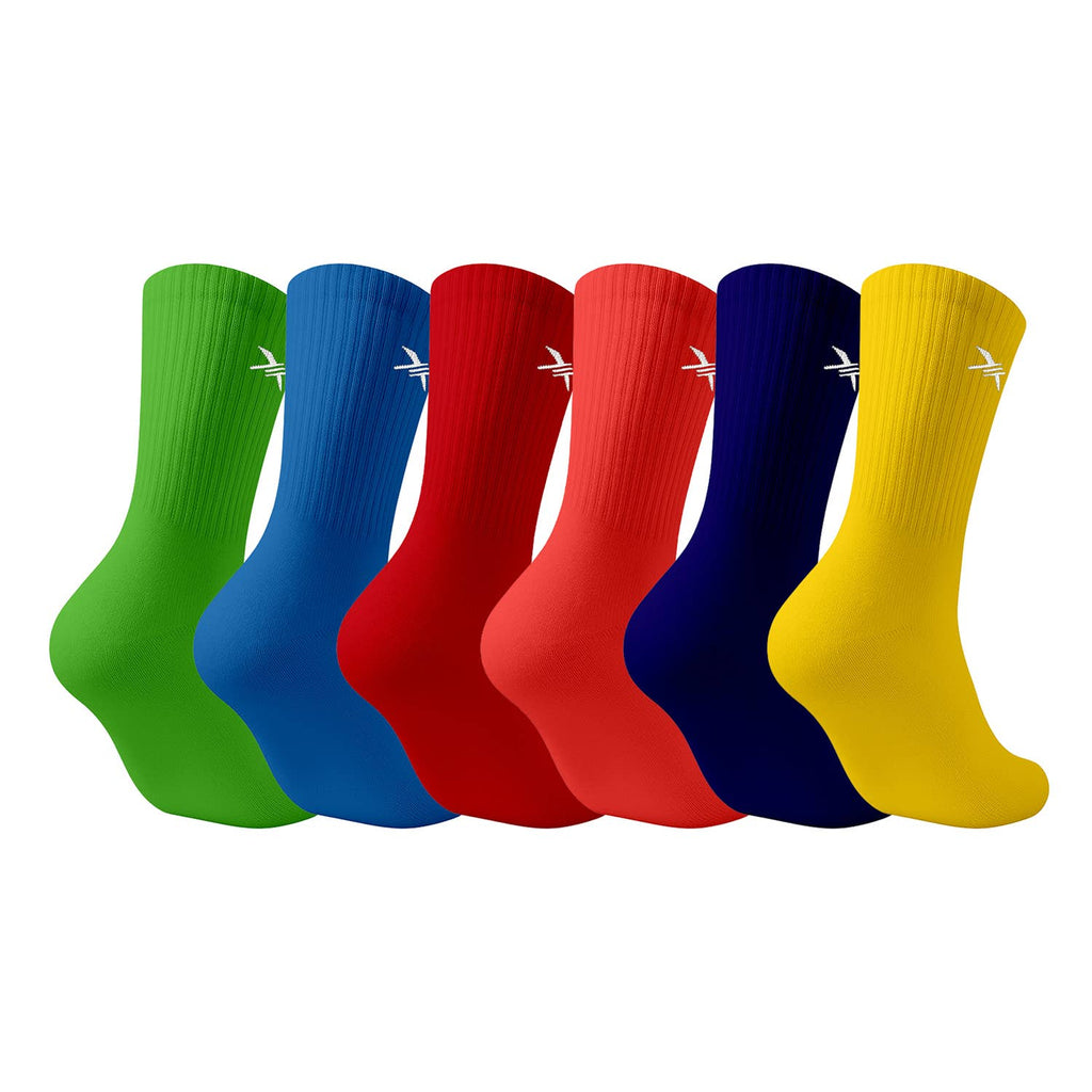 6-Pairs: DRI-TECH EVERYDAY WEAR CREW LENGTH SOCKS - BRIGHT
