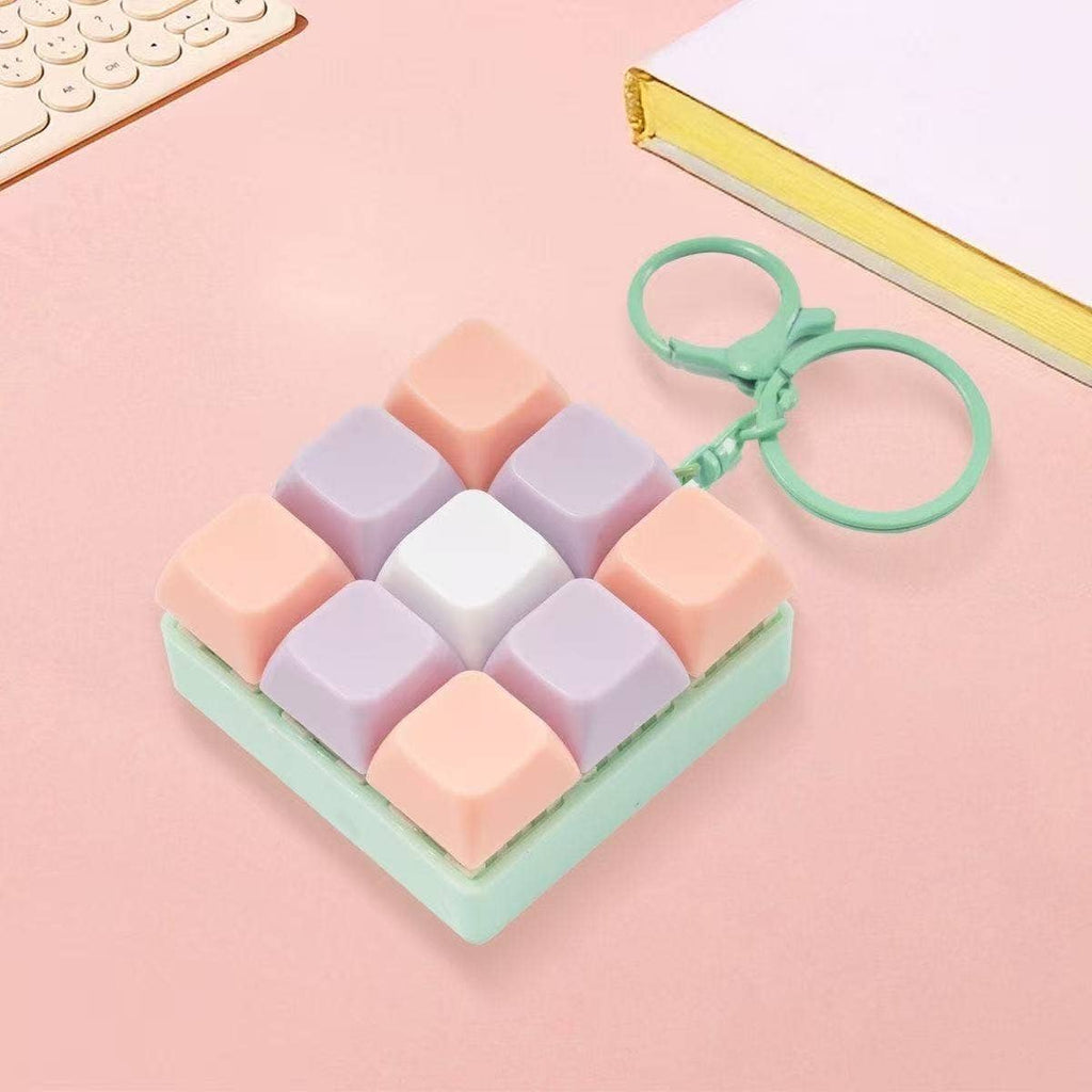 Finger Press Button Cube Squishy Keyboard Keychain Stress Relief Toy