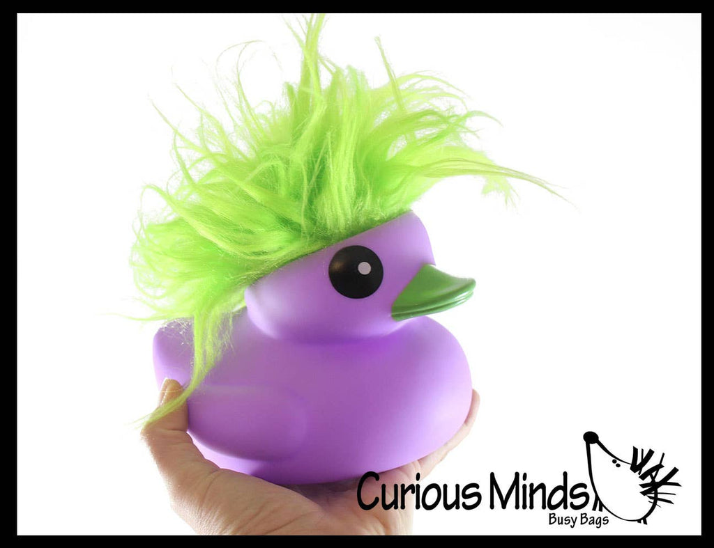 1 Jumbo Rubber Ducks With Colorful Hair - Rubber Duckies - C