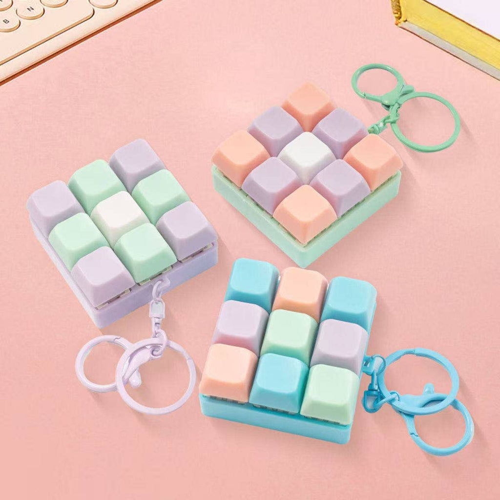 Finger Press Button Cube Squishy Keyboard Keychain Stress Relief Toy