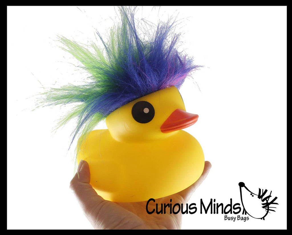 1 Jumbo Rubber Ducks With Colorful Hair - Rubber Duckies - C