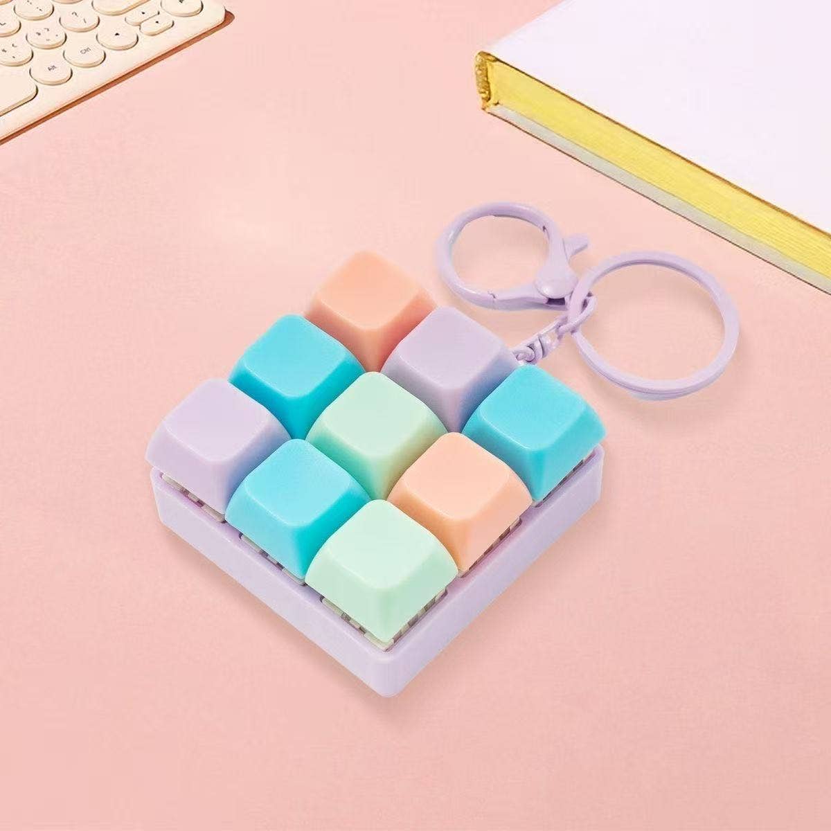 Finger Press Button Cube Squishy Keyboard Keychain Stress Relief Toy
