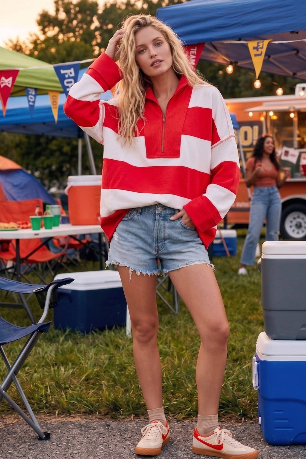 Varsity Stripe Zip Pullover