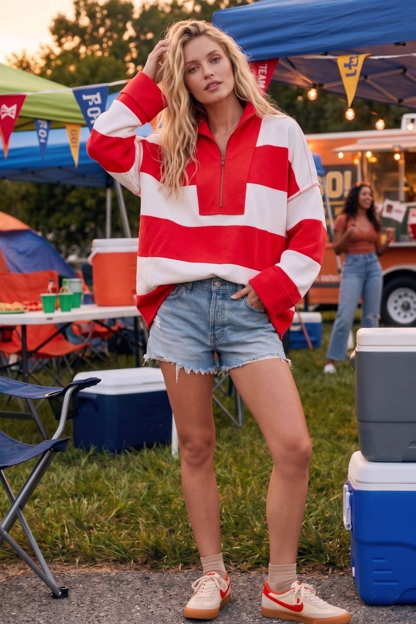 Varsity Stripe Zip Pullover