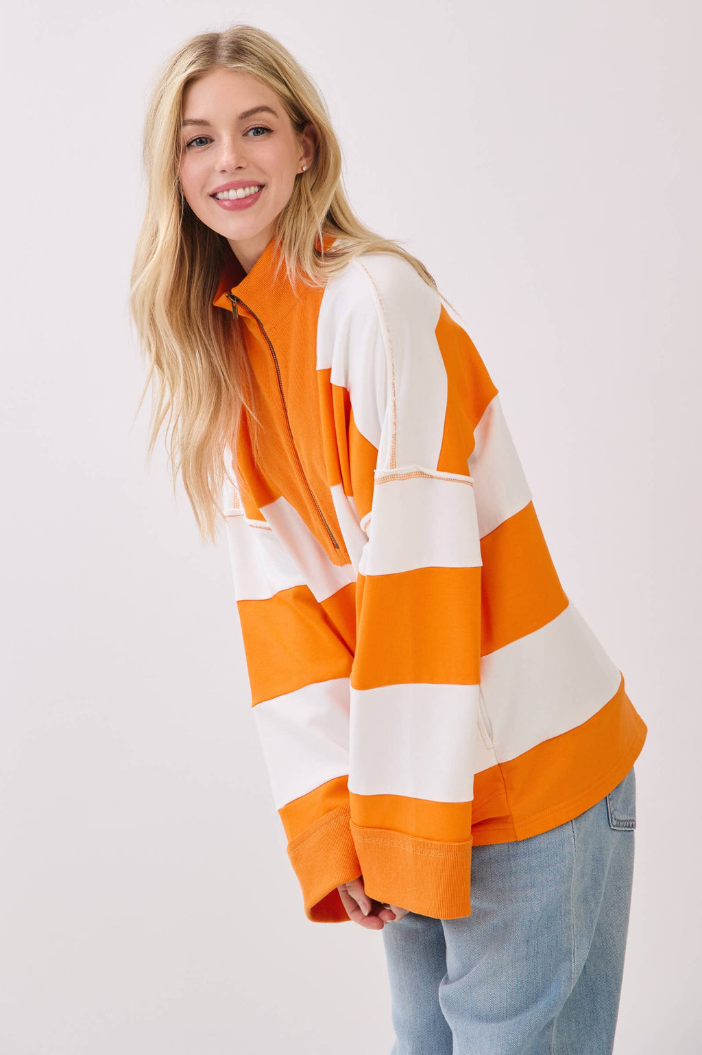 Varsity Stripe Zip Pullover