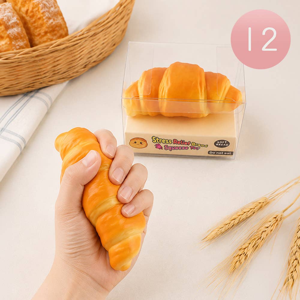 12PCS - Croissant Loaf Squeeze Squishy Stress Relief Toy