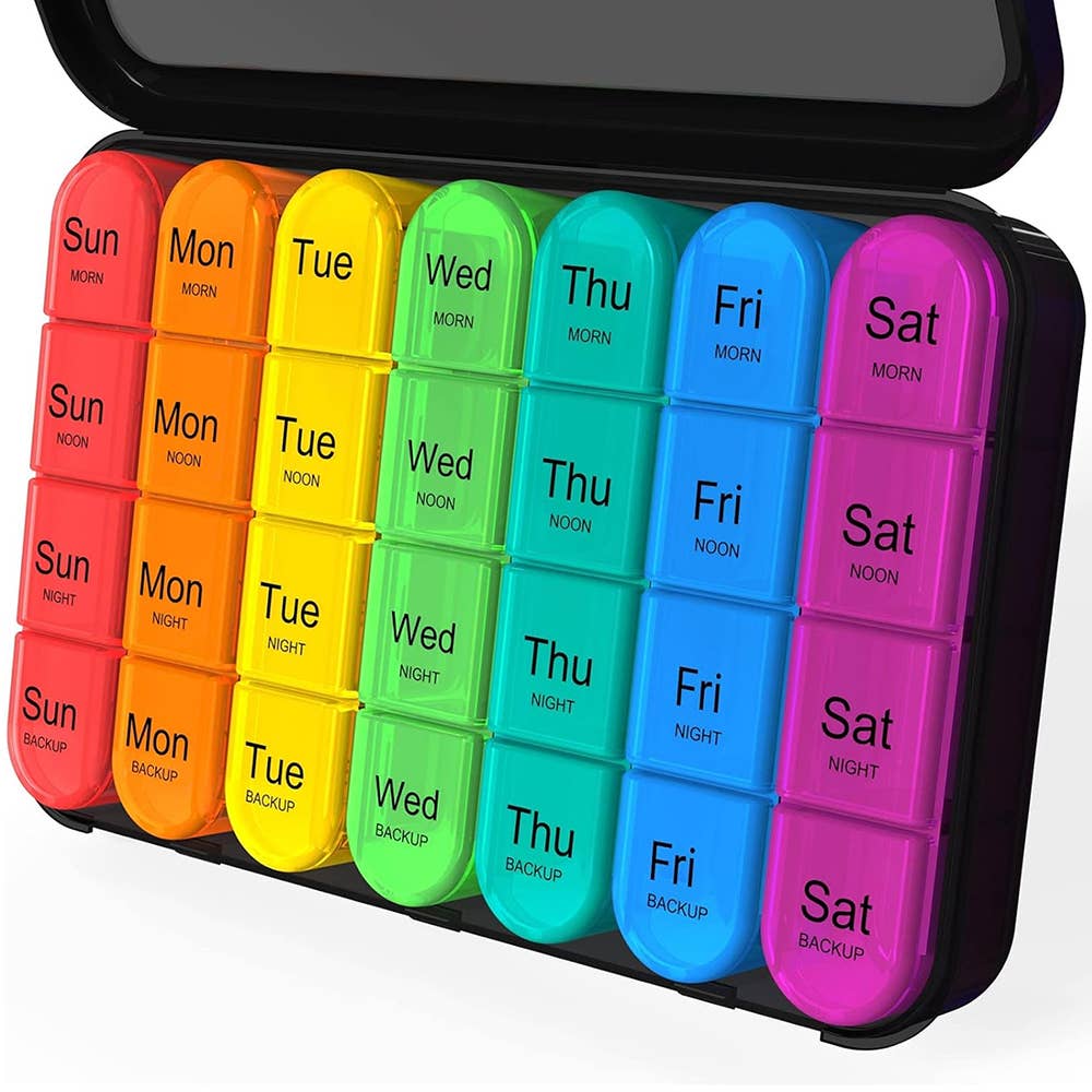Large Weekly Pill Organizer–7Day/4Times Daily Removable Case