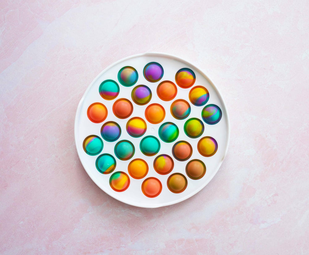 Pop Fidget White Round 28 Button Popping Toy