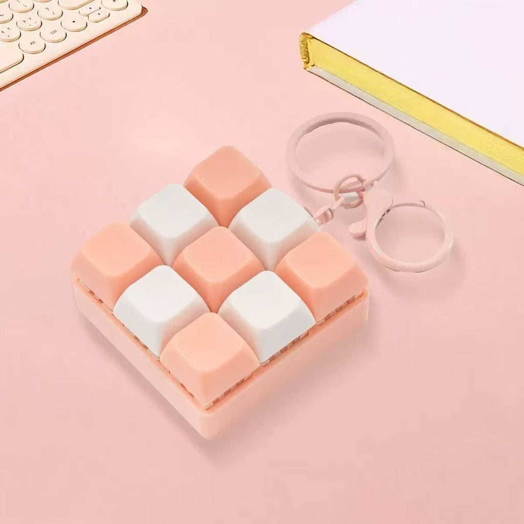 Finger Press Button Cube Squishy Keyboard Keychain Stress Relief Toy