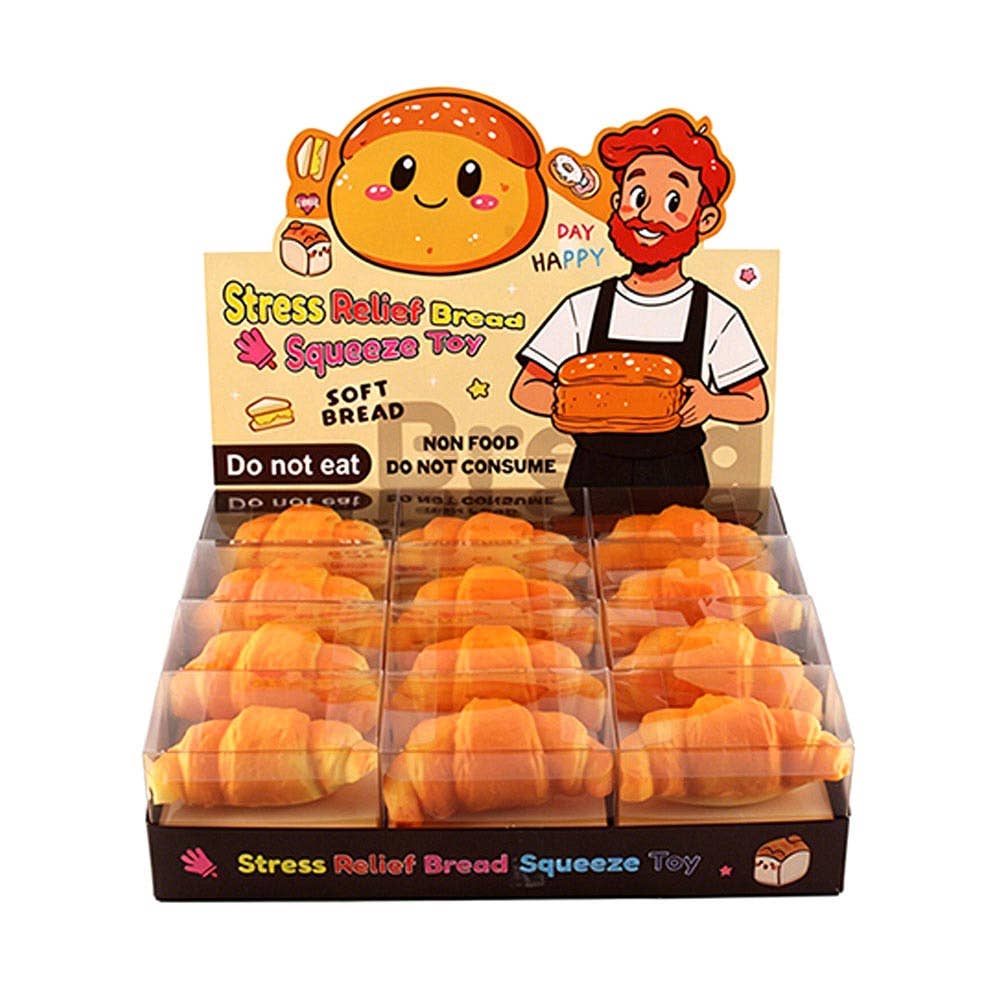 12PCS - Croissant Loaf Squeeze Squishy Stress Relief Toy