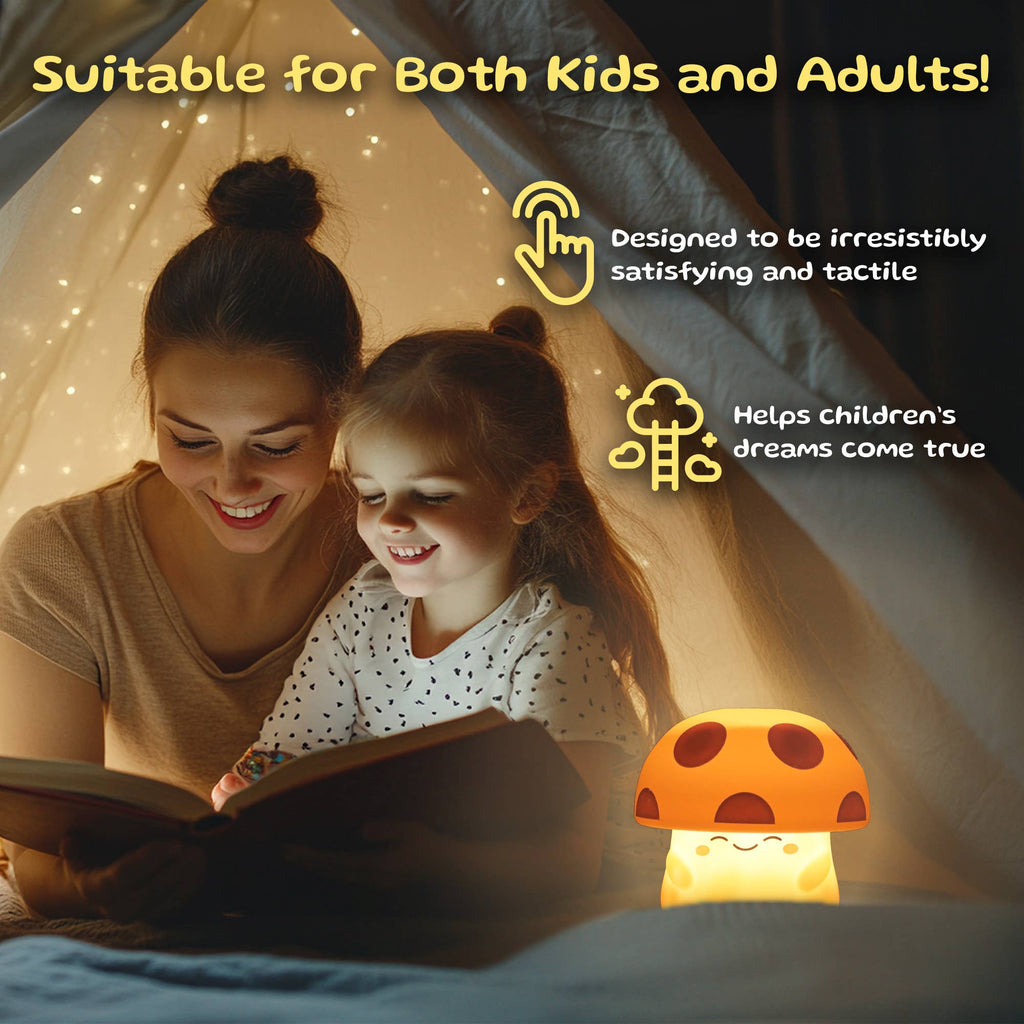 Mushi Ambient Mushroom Night Light - Squishy Silicone USB-C