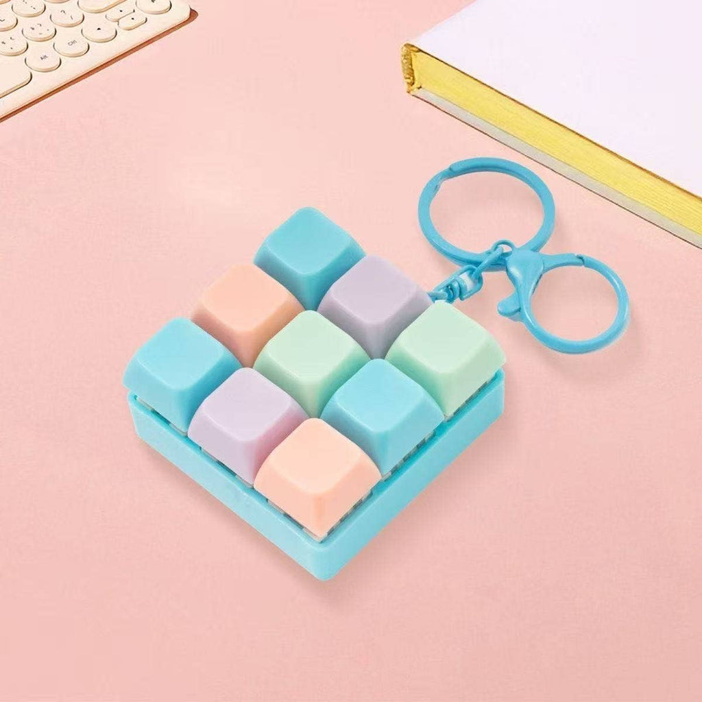 Finger Press Button Cube Squishy Keyboard Keychain Stress Relief Toy
