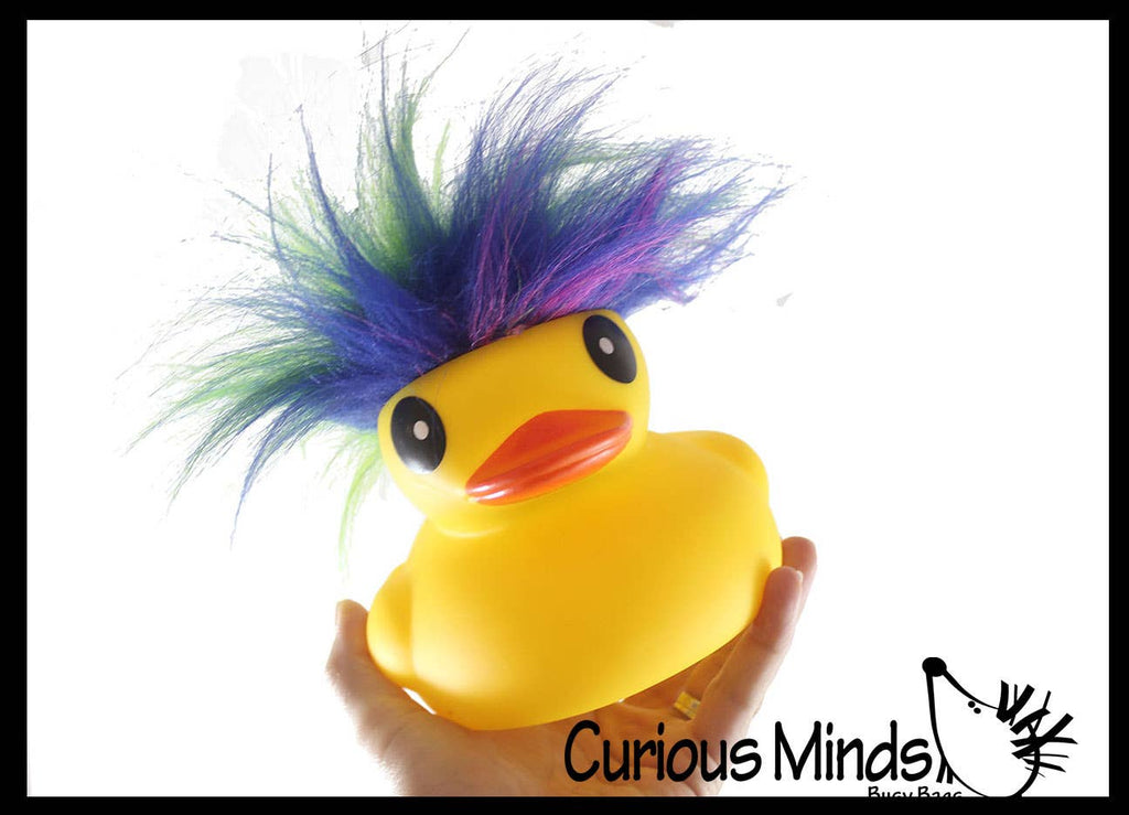 1 Jumbo Rubber Ducks With Colorful Hair - Rubber Duckies - C