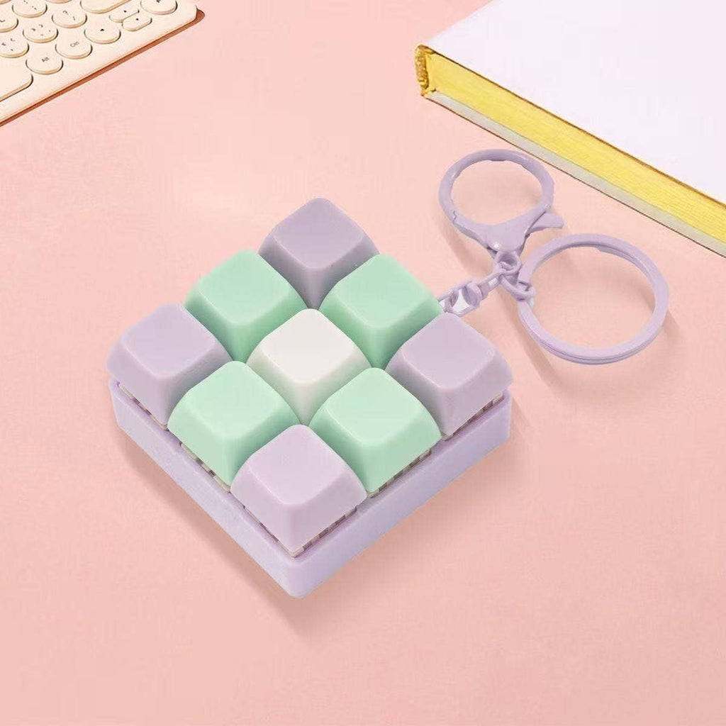 Finger Press Button Cube Squishy Keyboard Keychain Stress Relief Toy