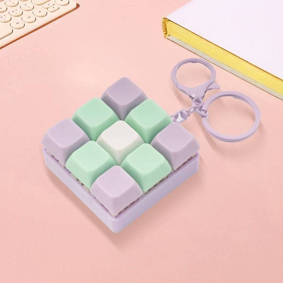 Finger Press Button Cube Squishy Keyboard Keychain Stress Relief Toy